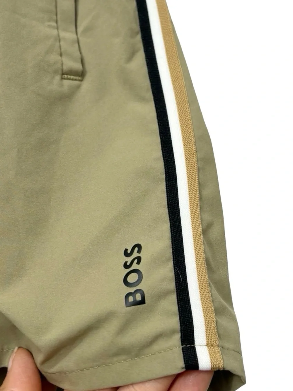 Hugo Boss Iconic Striped Green‎ Swim Shorts Size Large